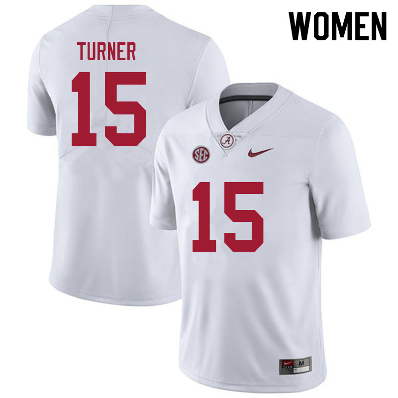 Alabama Crimson Tide Women's Dallas Turner #15 White NCAA Nike Authentic Stitched 2021 College Football Jersey AX16H33RI